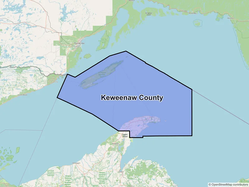 Map of Keweenaw County, Michigan and ZIP codes