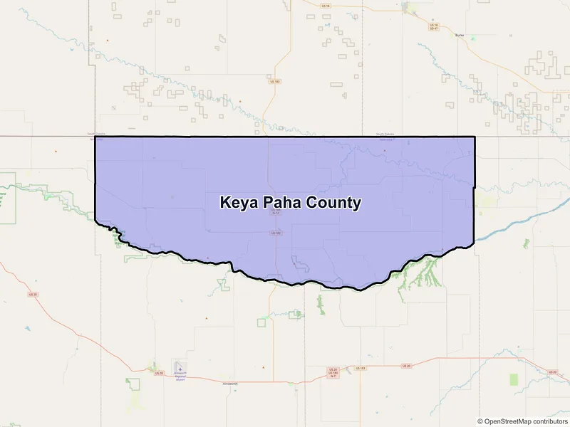 Map of Keya Paha County, Nebraska and ZIP codes