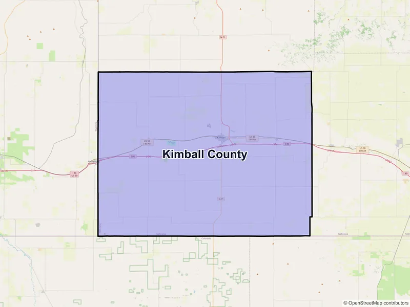 Map of Kimball County, Nebraska and ZIP codes