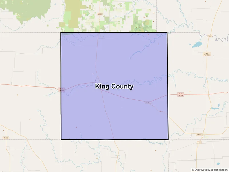 Map of King County, Texas and ZIP codes
