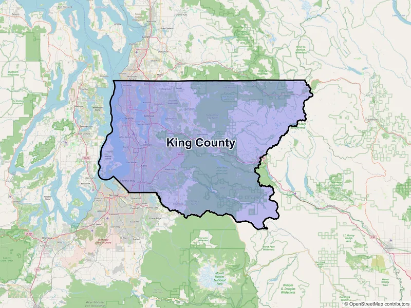 Map of King County, Washington and ZIP codes