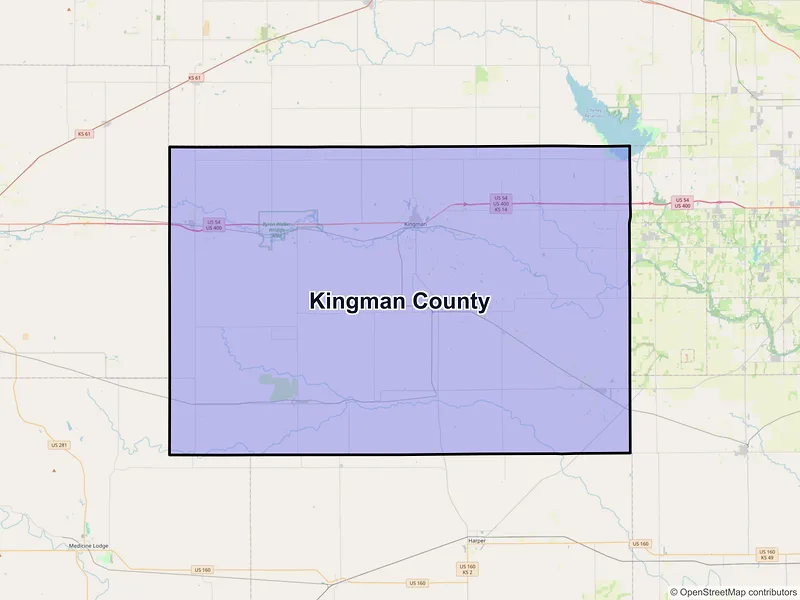 Map of Kingman County, Kansas and ZIP codes