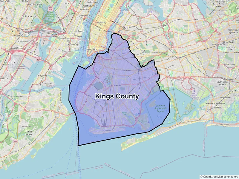 Map of Kings County, New York and ZIP codes