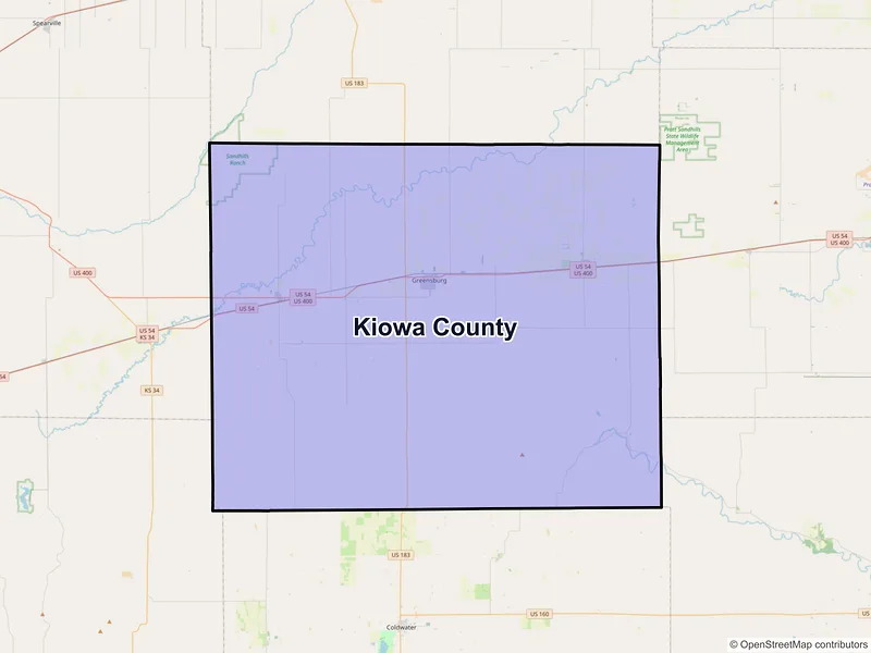 Map of Kiowa County, Kansas and ZIP codes