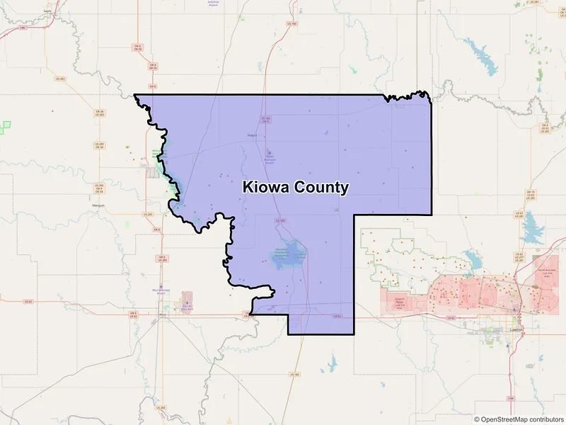 Map of Kiowa County, Oklahoma and ZIP codes