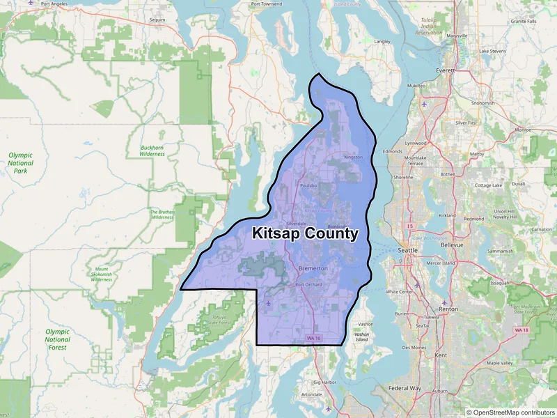 Map of Kitsap County, Washington and ZIP codes