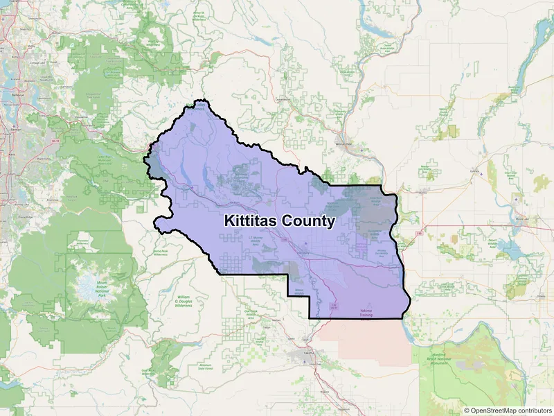Map of Kittitas County, Washington and ZIP codes