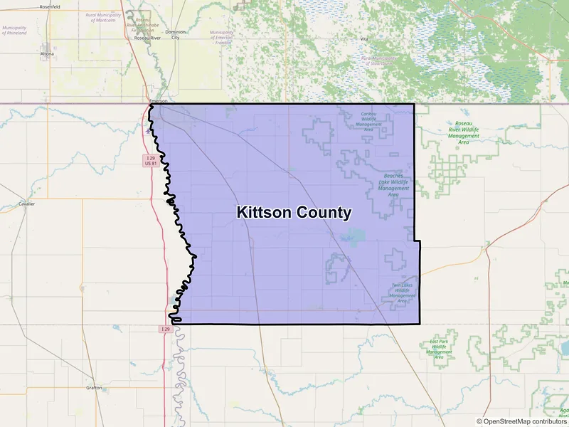 Map of Kittson County, Minnesota and ZIP codes