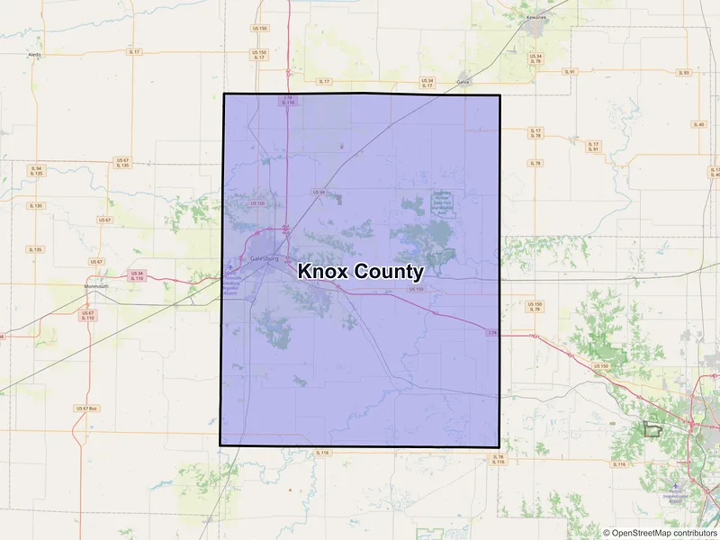 Map of Knox County, Illinois and ZIP codes