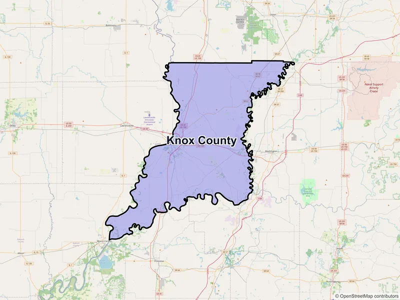 Map of Knox County, Indiana and ZIP codes
