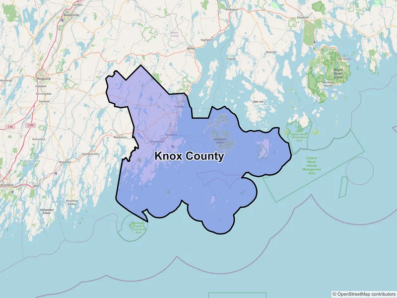 Map of Knox County, Maine and ZIP codes
