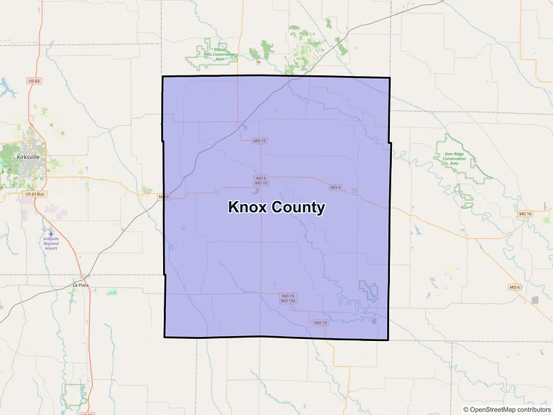 Map of Knox County, Missouri and ZIP codes