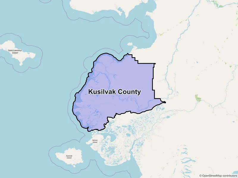 Map of Kusilvak County, Alaska and ZIP codes