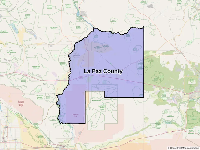 Map of La Paz County, Arizona and ZIP codes