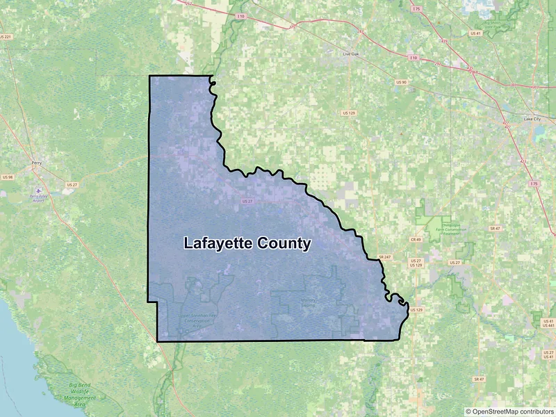 Map of Lafayette County, Florida and ZIP codes