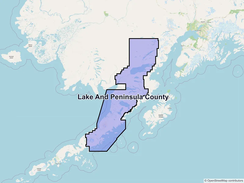 Map of Lake and Peninsula County, Alaska and ZIP codes