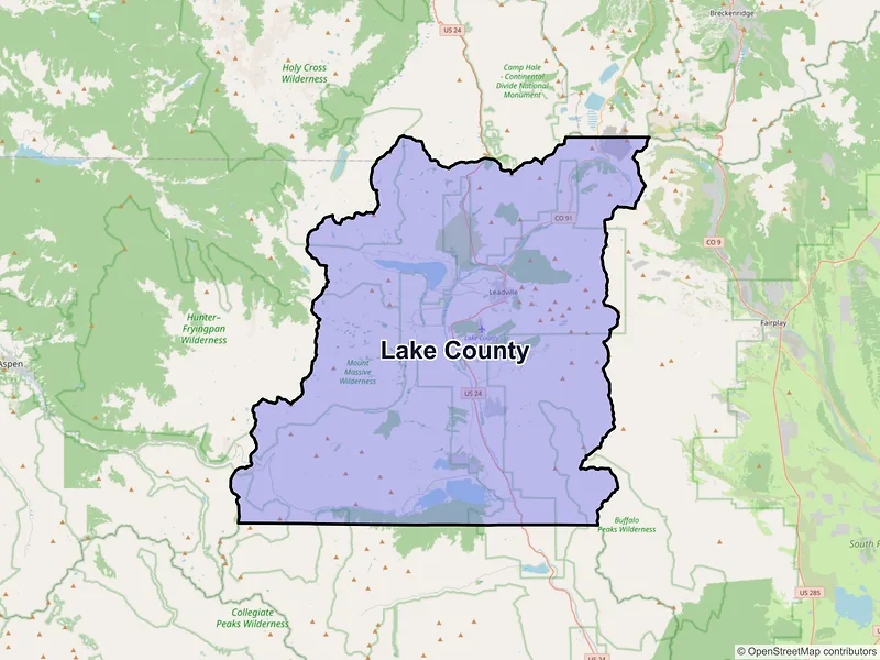 Map of Lake County, Colorado and ZIP codes