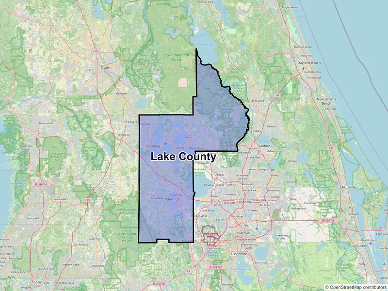 Map of Lake County, Florida and ZIP codes