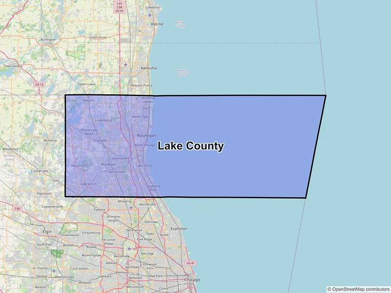 Map of Lake County, Illinois and ZIP codes
