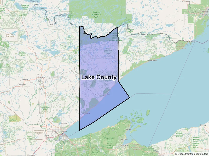 Map of Lake County, Minnesota and ZIP codes