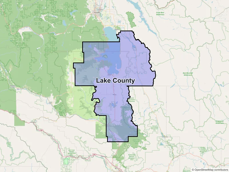 Map of Lake County, Montana and ZIP codes
