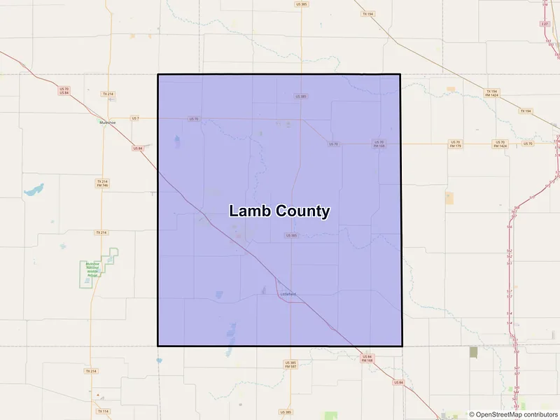 Map of Lamb County, Texas and ZIP codes