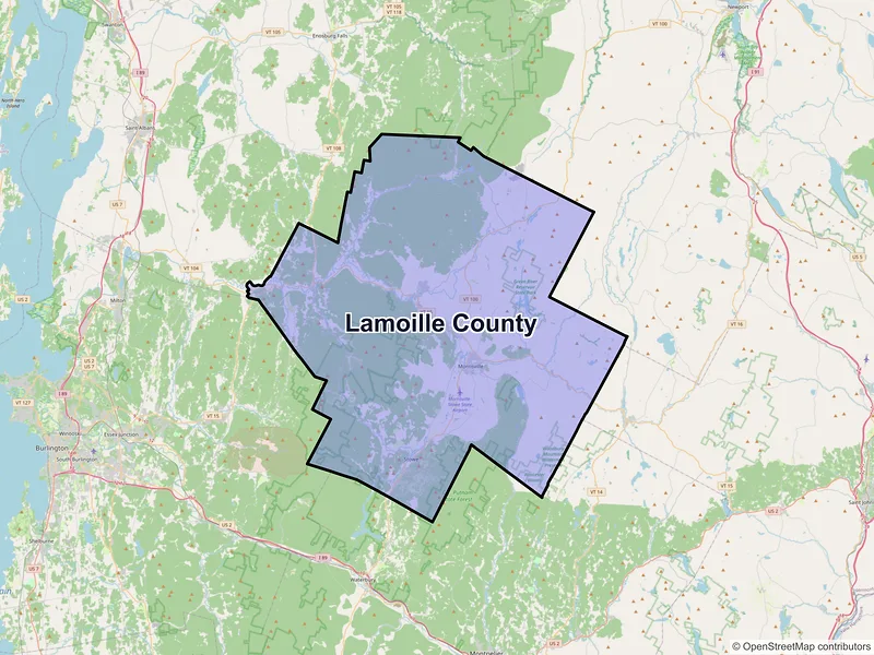 Map of Lamoille County, Vermont and ZIP codes