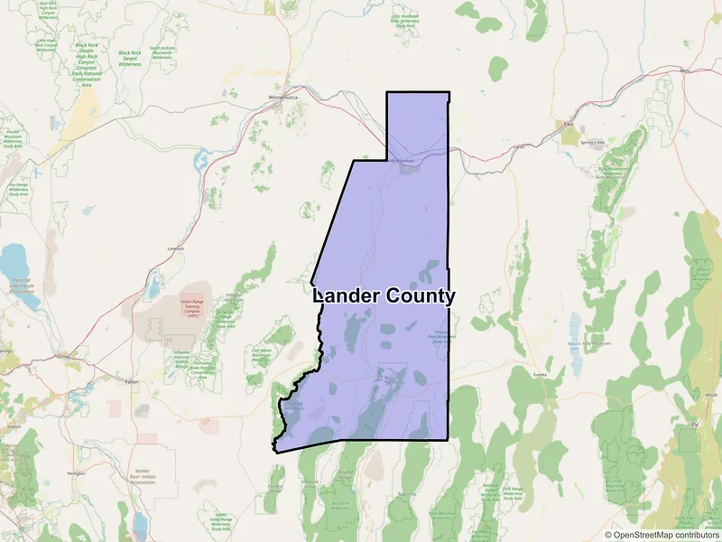 Map of Lander County, Nevada and ZIP codes