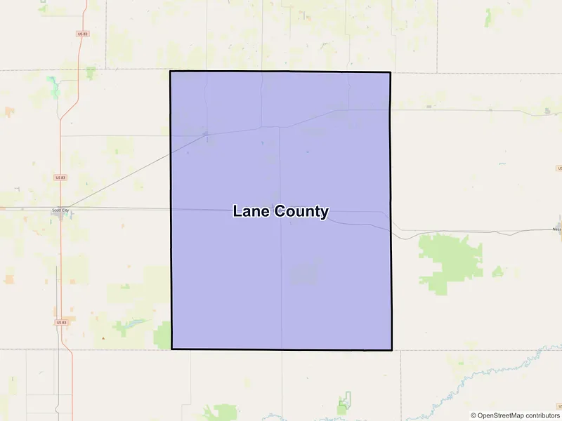Map of Lane County, Kansas and ZIP codes