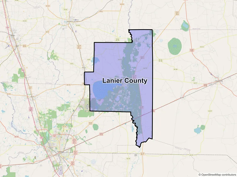 Map of Lanier County, Georgia and ZIP codes