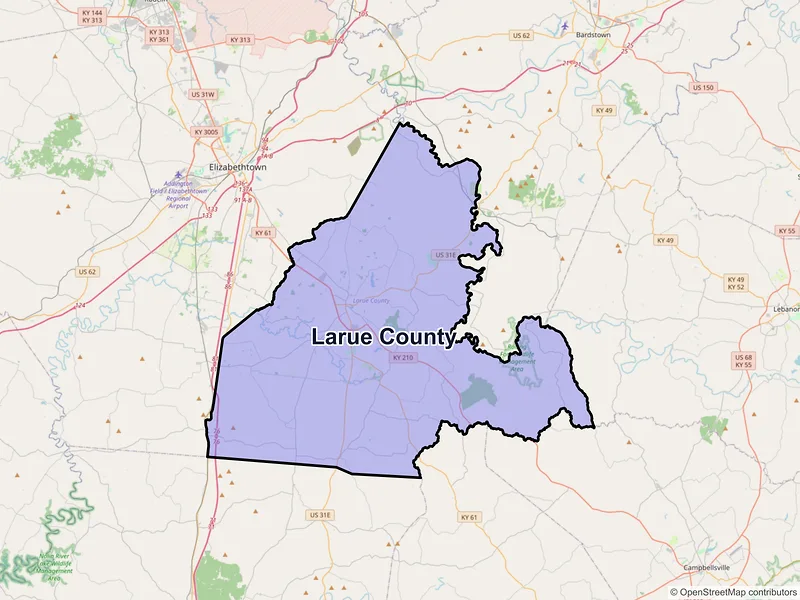 Map of Larue County, Kentucky and ZIP codes