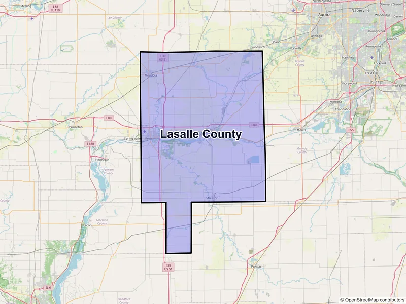 Map of LaSalle County, Illinois and ZIP codes