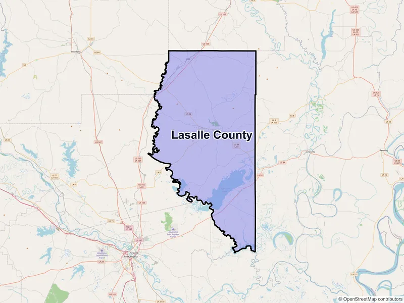 Map of LaSalle County, Louisiana and ZIP codes