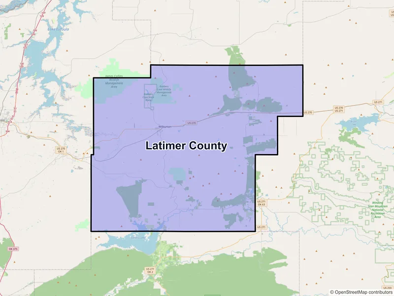 Map of Latimer County, Oklahoma and ZIP codes