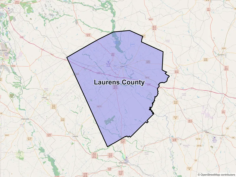 Map of Laurens County, Georgia and ZIP codes