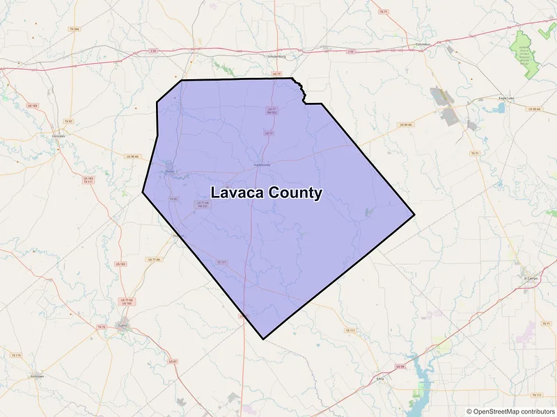 Map of Lavaca County, Texas and ZIP codes