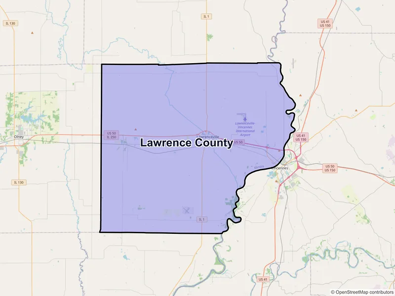 Map of Lawrence County, Illinois and ZIP codes