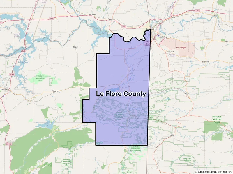 Map of Le Flore County, Oklahoma and ZIP codes