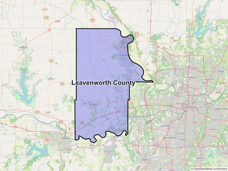Map of Leavenworth County, Kansas and ZIP codes
