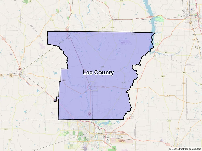 Map of Lee County, Georgia and ZIP codes