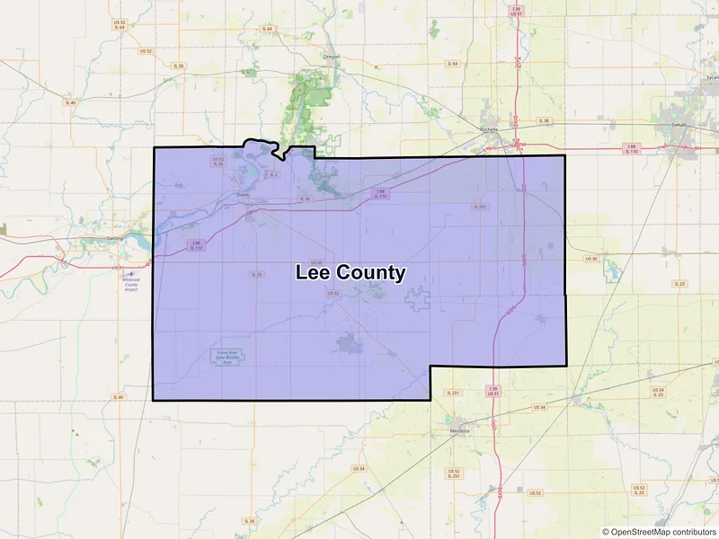 Map of Lee County, Illinois and ZIP codes