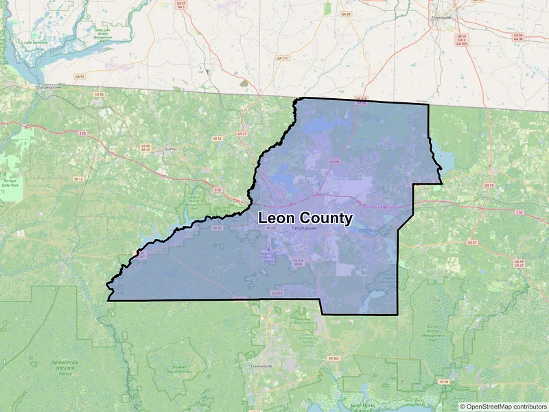 Map of Leon County, Florida and ZIP codes
