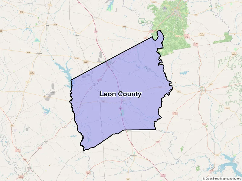 Map of Leon County, Texas and ZIP codes