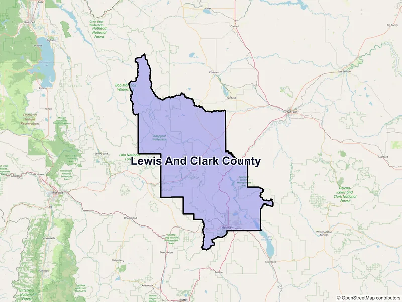 Map of Lewis and Clark County, Montana and ZIP codes