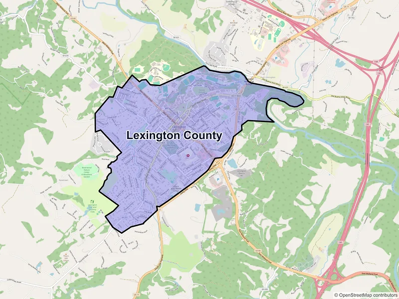 Map of Lexington County, Virginia and ZIP codes