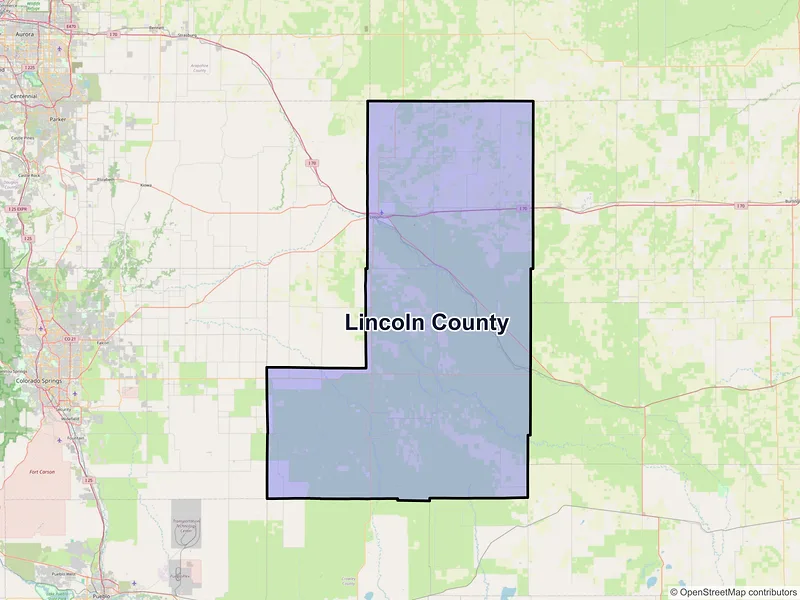 Map of Lincoln County, Colorado and ZIP codes