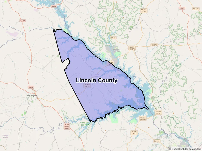 Map of Lincoln County, Georgia and ZIP codes