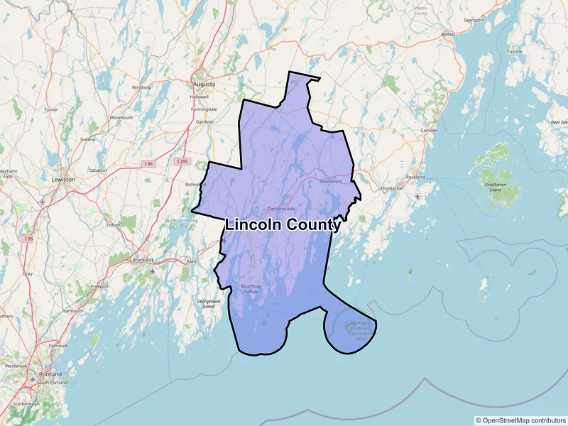 Map of Lincoln County, Maine and ZIP codes
