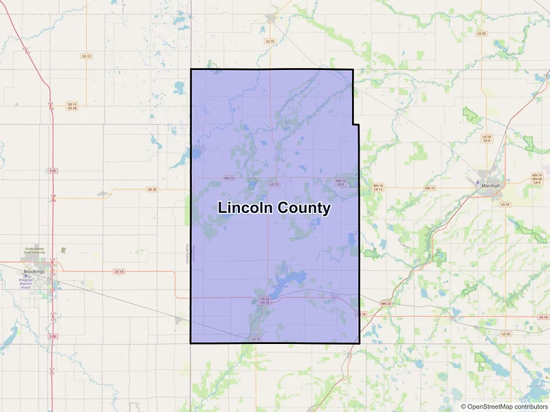 Map of Lincoln County, Minnesota and ZIP codes