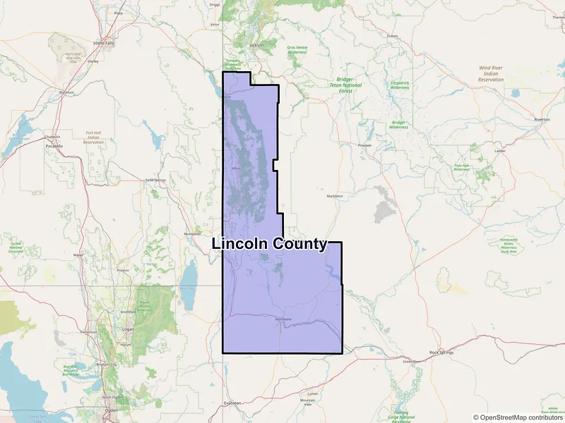 Map of Lincoln County, Wyoming and ZIP codes